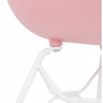 Chaise design et moderne TOM en polypropylène pied métal blanc (rose poudré)