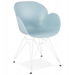 Chair design and modern TOM polypropylene white metal base (sky blue)
