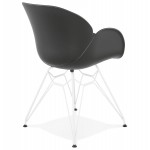 Chaise design et moderne TOM en polypropylène pied métal blanc (noir)