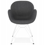 Chaise design et moderne TOM en tissu pied métal blanc (gris foncé)