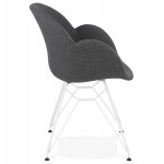 Design Stuhl und TOM modernen Stoff Fuß Weißmetall (dunkelgrau)