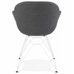 Design Stuhl und TOM modernen Stoff Fuß Weißmetall (dunkelgrau)