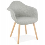 Chaise design scandinave avec accoudoirs OPHELIE en tissu (gris clair)