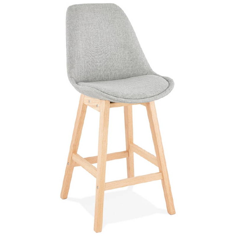 Tabouret de bar chaise de bar mi-hauteur design scandinave ILDA MINI en tissu (gris clair) - image 37799
