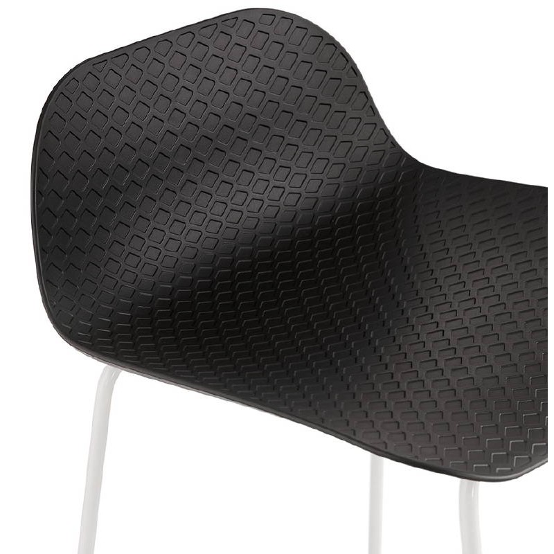 Tabouret de bar chaise de bar mi-hauteur design ULYSSE MINI pieds métal blanc (noir) - image 37882