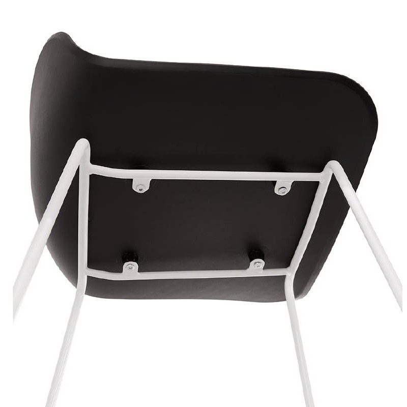 Bar taburete taburete de bar diseño media altura Ulises MINI pies (negro) blanco metal - image 37885