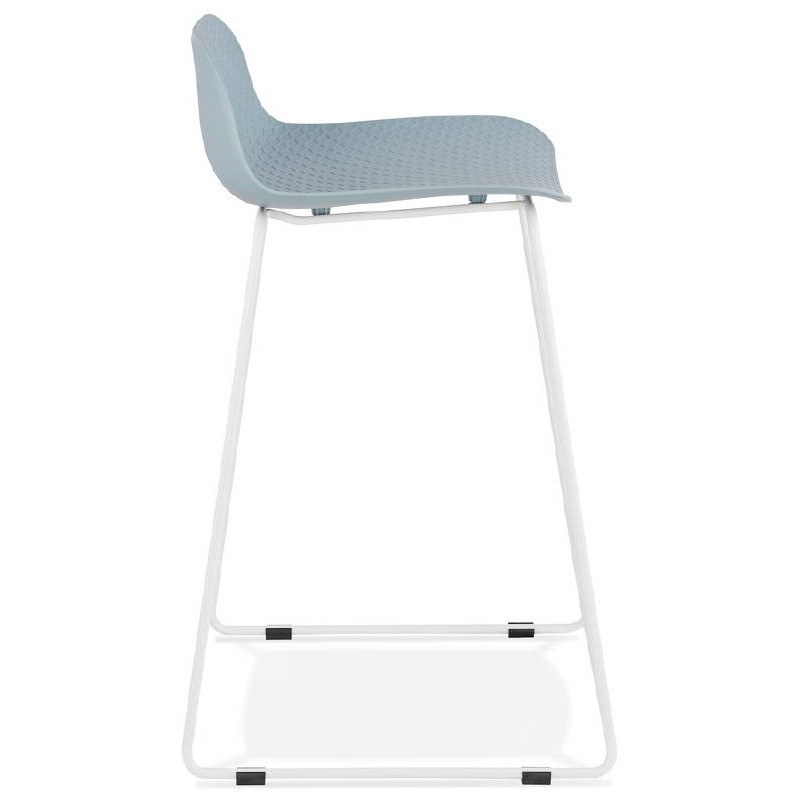 Bar taburete taburete de bar diseño media altura Ulises MINI pies (azul) blanco metal - image 37904