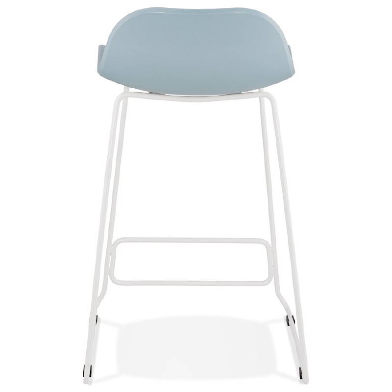 Tabouret de bar chaise de bar mi-hauteur design ULYSSE MINI pieds métal blanc (bleu ciel) - image 37906