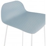 Tabouret de bar chaise de bar mi-hauteur design ULYSSE MINI pieds métal blanc (bleu ciel)