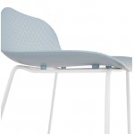 Bar stool barstool design mid-height Ulysses MINI feet (blue) white metal