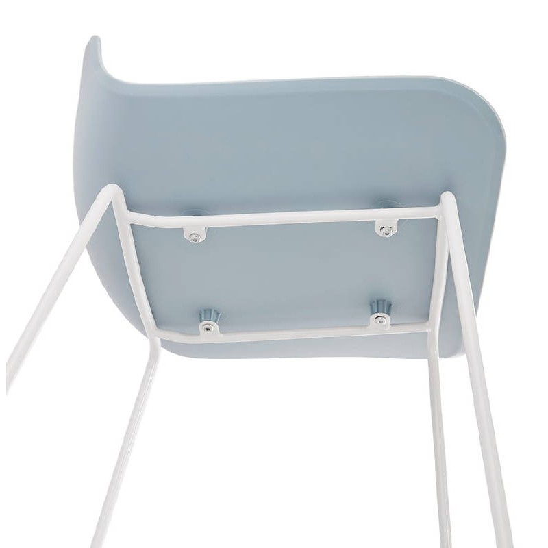 Tabouret de bar chaise de bar mi-hauteur design ULYSSE MINI pieds métal blanc (bleu ciel) - image 37911
