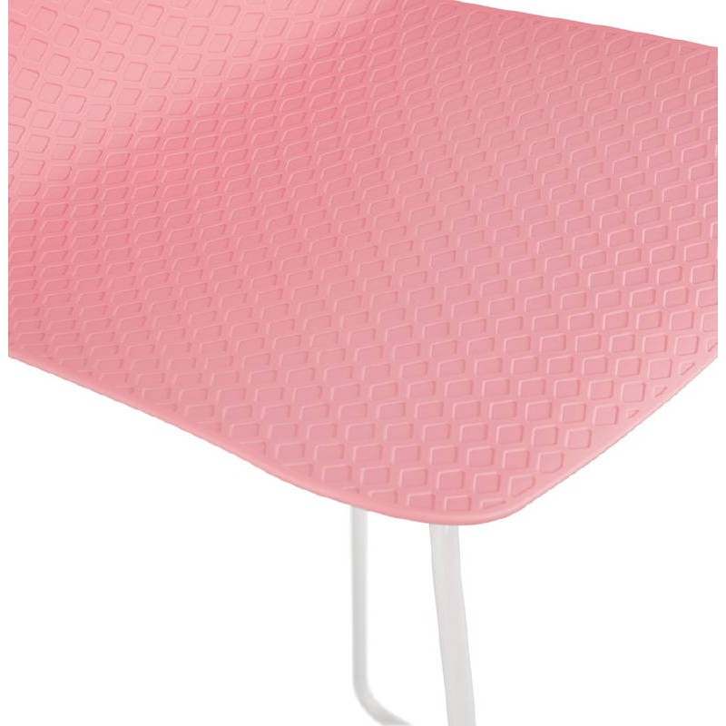 Tabouret de bar chaise de bar mi-hauteur design ULYSSE MINI pieds métal blanc (rose poudré) - image 37920