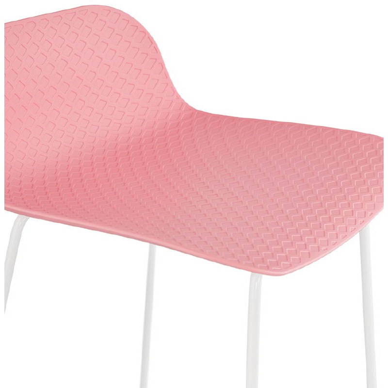 Bar stool barstool design mid-height Ulysses MINI feet white metal (powder pink) - image 37921