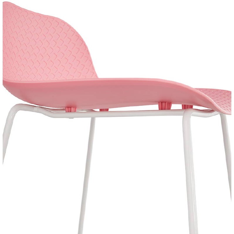 Tabouret de bar chaise de bar mi-hauteur design ULYSSE MINI pieds métal blanc (rose poudré) - image 37922