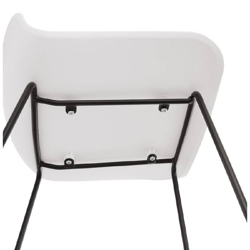 Tabouret de bar chaise de bar mi-hauteur design ULYSSE MINI pieds métal noir (blanc) - image 38002