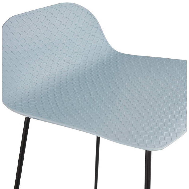 Tabouret de bar chaise de bar mi-hauteur design ULYSSE MINI pieds métal noir (bleu ciel) - image 38036