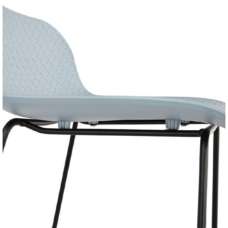 Tabouret de bar chaise de bar mi-hauteur design ULYSSE MINI pieds métal noir (bleu ciel) - image 38037