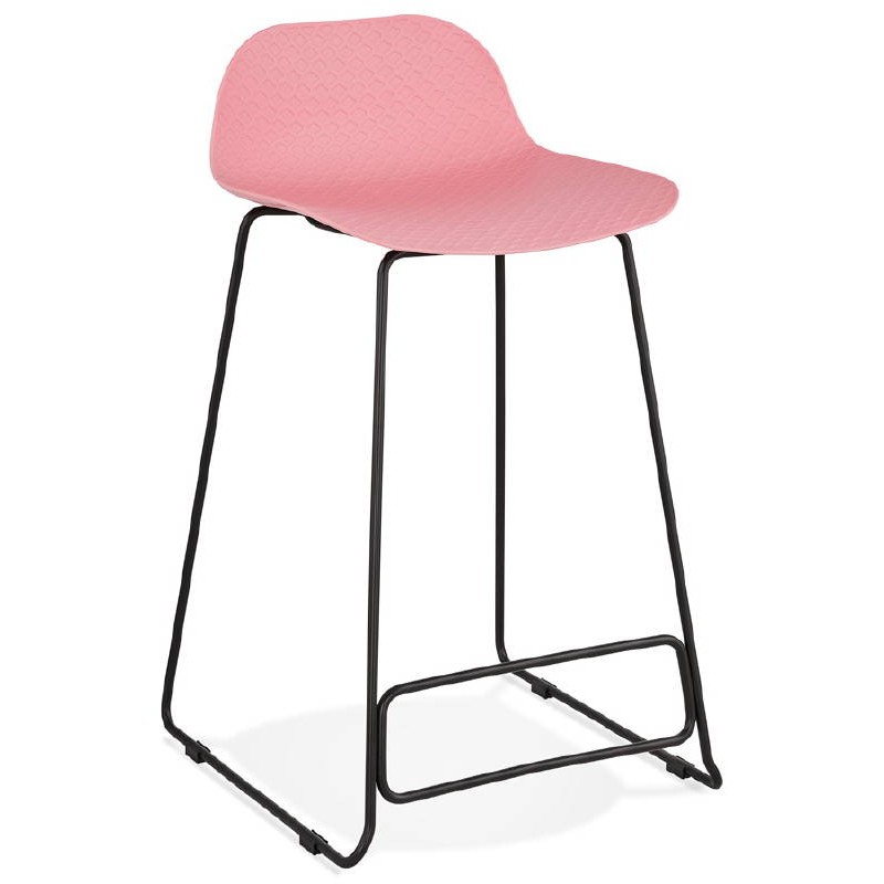 Tabouret de bar chaise de bar mi-hauteur design ULYSSE MINI pieds métal noir (rose poudré) - image 38043