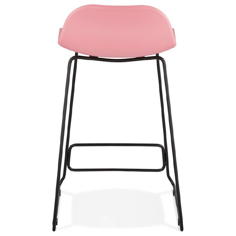 Tabouret de bar chaise de bar mi-hauteur design ULYSSE MINI pieds métal noir (rose poudré) - image 38047