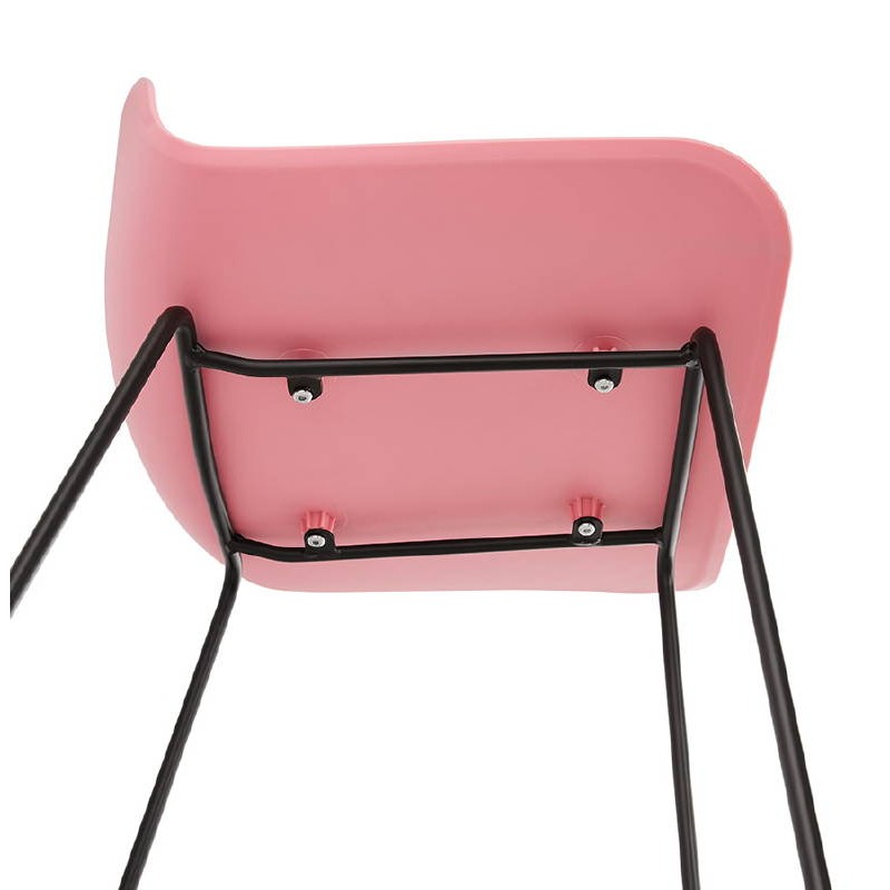 Tabouret de bar chaise de bar mi-hauteur design ULYSSE MINI pieds métal noir (rose poudré) - image 38052