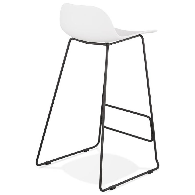 Tabouret de bar chaise de bar design ULYSSE pieds métal noir (blanc) - image 38059