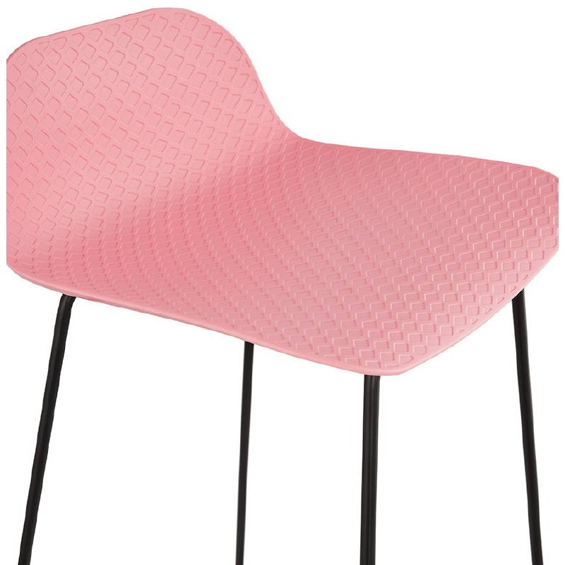 Tabouret de bar chaise de bar design ULYSSE pieds métal noir (rose poudré) - image 38115
