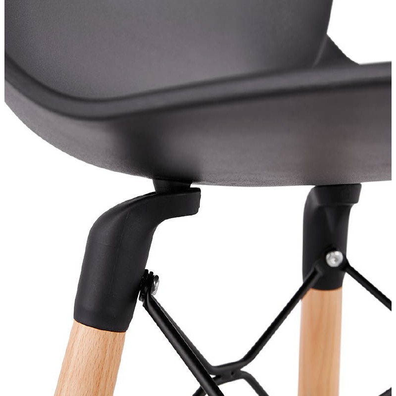Tabouret de bar chaise de bar mi-hauteur scandinave PACO (noir) - image 38163