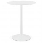 Table haute mange-debout design LAURA en bois pieds métal blanc (Ø 90 cm) (blanc)