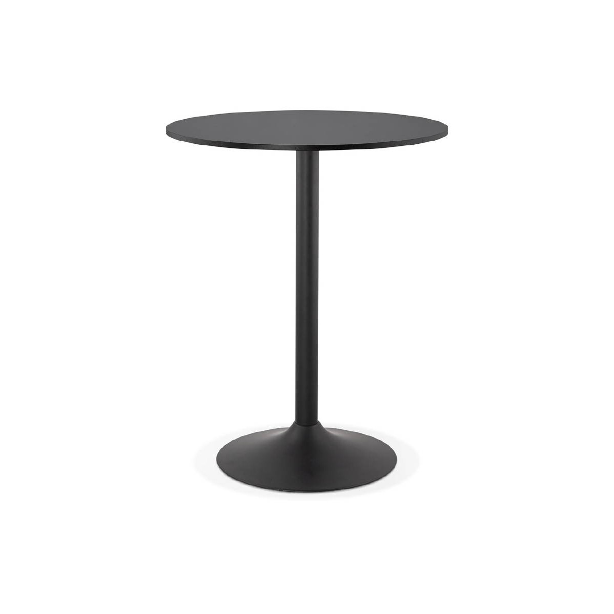 Table haute mange-debout design LUCIE en bois pieds métal noir (Ø 90 cm) ( noir)
