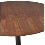 Table high high table LAURA design wooden feet black metal (Ø 90 cm) (Walnut Finish)