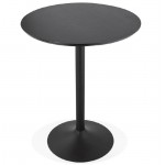 Table high high table LAURA design wooden feet (Ø 90 cm) black metal (black)