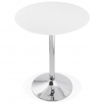 Table high high table LUCIE design wooden feet metal chrome (O 90 cm) (white)