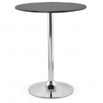 Table haute mange-debout design LUCIE en bois pieds métal chromé (Ø 90 cm) (noir)