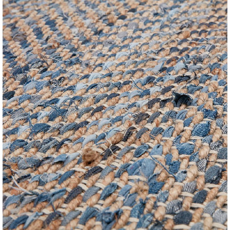 Carpet design rectangular (230 cm X 160 cm) BELINDA in jeans and hemp (blue, Brown) - image 38571