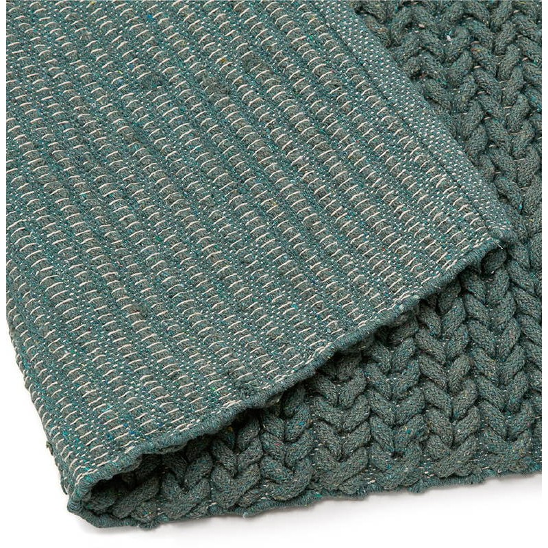 Alfombra diseño rectangular (230 X 160 cm) tejer algodón (verde) - image 38645