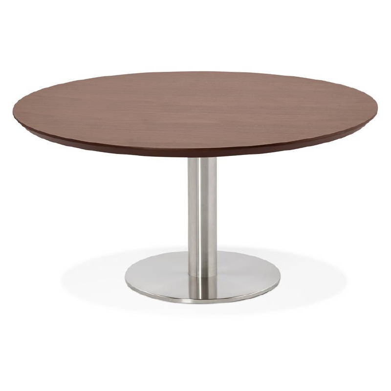Table basse design WILLY en bois et métal brossé (noyer) - image 38790