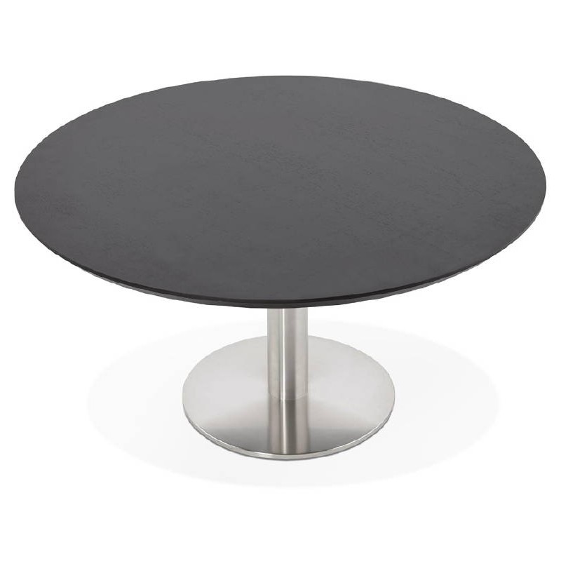 Mesa de centro diseño madera WILLY y cepillado de metal (negro) - image 38799