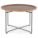 Table low industrial TONY in wood and painted metal (Walnut)