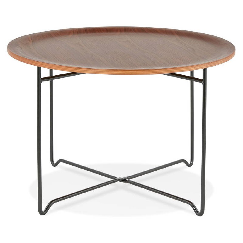 Tavolo bassa TONY industriale in metallo verniciato e legno (noce) - image 38827