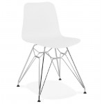 Chaise design et industrielle VENUS en polypropylène pieds métal chromé (blanc)