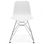 Progettazione e sedia industriale da piedini in polipropilene cromato in metallo (bianco)