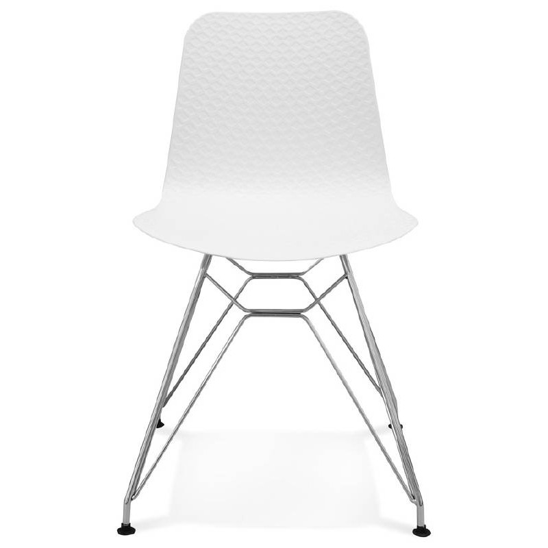 Progettazione e sedia industriale da piedini in polipropilene cromato in metallo (bianco) - image 39031