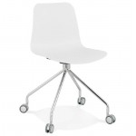 Office Chair on wheels JANICE polypropylene feet chrome metal (white)