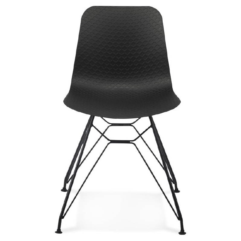 Design und industrielle Stuhl in Polypropylen Füße (schwarz) schwarz Metall - image 39082