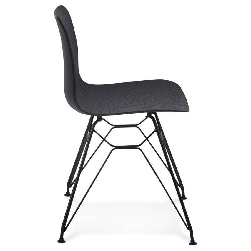 Design e industriale sedia in polipropilene piedi (nero) nero metal - image 39083