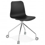 Office Chair on wheels JANICE polypropylene feet chrome metal (black)
