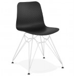 Design and modern Chair in polypropylene feet (black) white metal