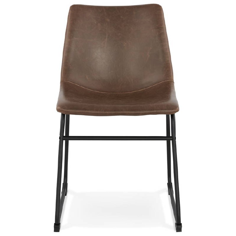 Chaise vintage et industrielle JOE pieds métal noir (marron) - image 39142