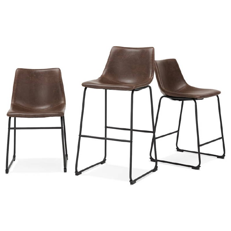 Chaise vintage et industrielle JOE pieds métal noir (marron) - image 39156