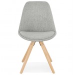 Chaise design scandinave ASHLEY en tissu pieds couleur naturelle (gris clair)